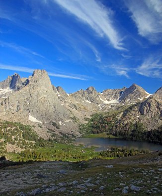 Lonesome Lake and Cirque of the Towers, from Jackass Pass