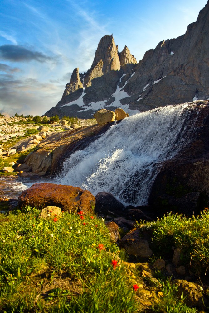 Warbonnet Peak and Waterfall, Cirque of the Towers