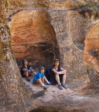 Hidden Canyon hikers close up em