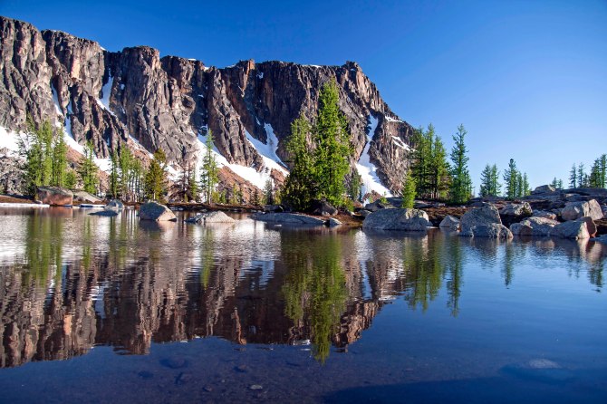 Amphitheater Mountain Reflected Cathedral Peak, Pasayten Wilderness 3em