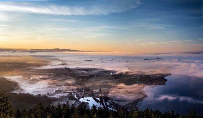 Skagit Valley at sunrise from Samish Overlook