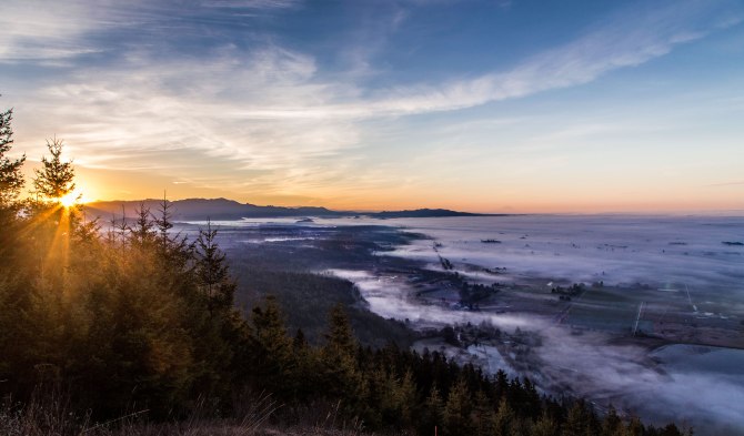 Skagit Valley at sunrise from Samish Overlook