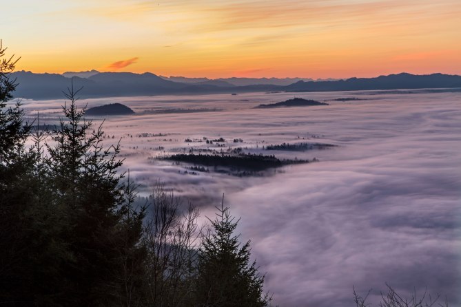 Skagit Valley at sunrise from Samish Overlook