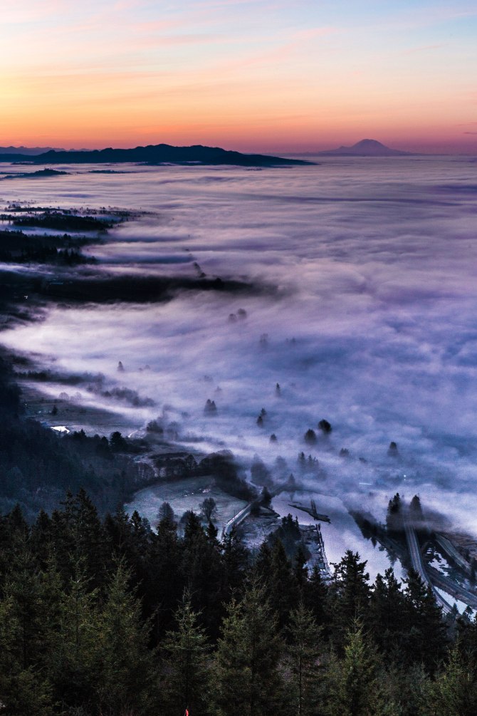 Skagit Valley at sunrise from Samish Overlook