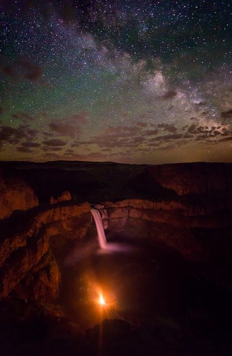Palouse Falls and camp fire 