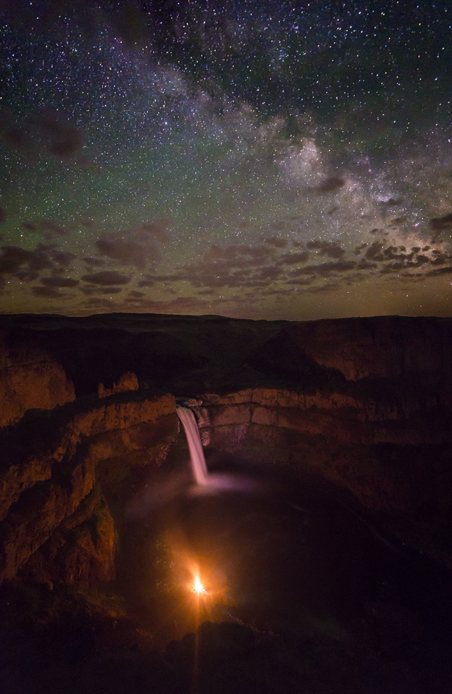 Palouse Falls and camp fire 