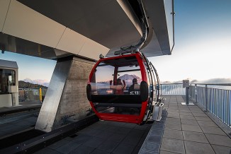 Riding the gondola 