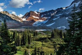 Looking back at Spider Gap, the low saddle on the left