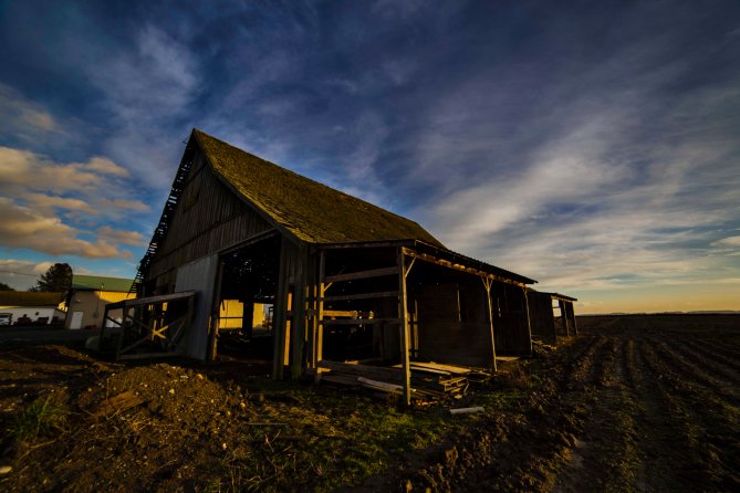Barn and clouds