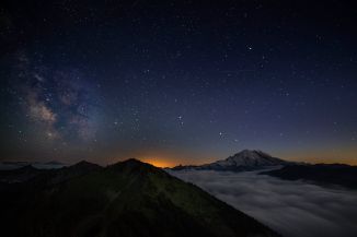 Mount Rainier just after sunset
