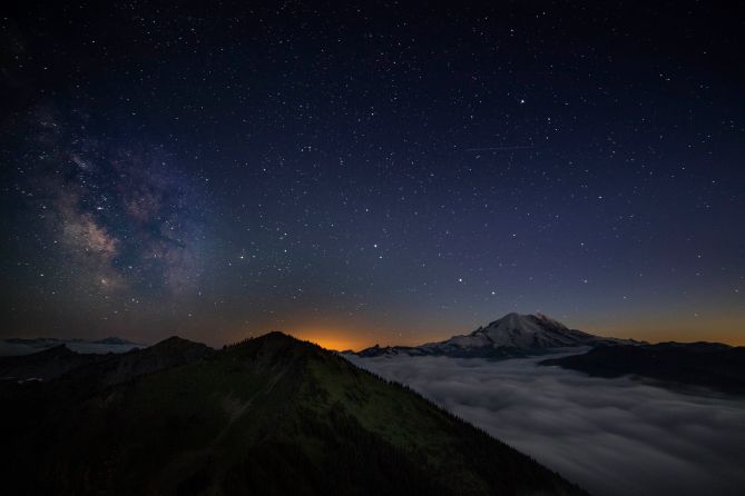 Mount Rainier just after sunset