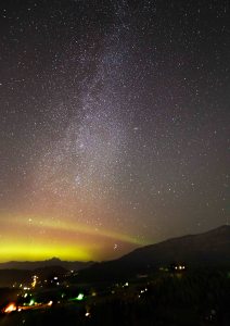 Northern Lights and Milky Way Over Mount Baker